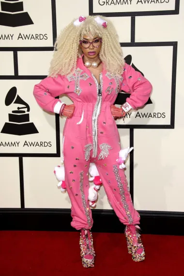 Pjevačica i modna dizajnerica Dencia na dodjeli Grammyja pojavila se u ovom rozom, mekanom kombinezonu bogato ukrašenom kristalićima i Hello Kitty plišancima te tako zbunila i javnost i modni sud. Očekivano, njezina joj hrabrost pri odabiru outfita nije donijela ništa dobro - upravo suprotno. Svi su joj se smijali i danima pričali o njezinom modnom debaklu. 