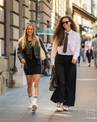 Djevojka sa špice fantastično nosi trendi modni detalj, poput Julije Roberts na crvenom tepihu